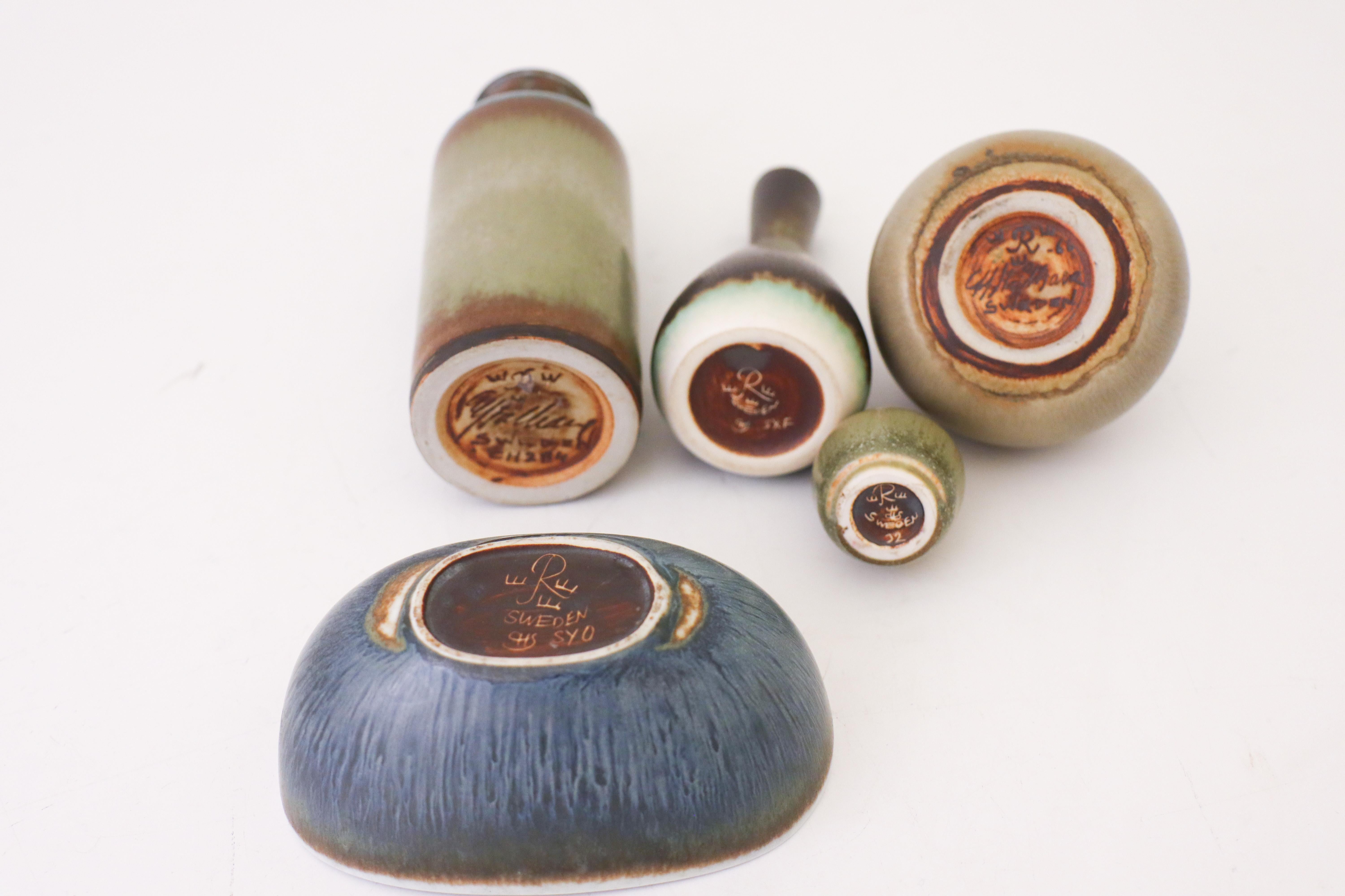 Porcelain Group of 5 Pieces Ceramics, Rörstrand Carl-Harry Stålhane, Midcentury Vintage