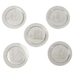 Group of 5 Plates Lalique Crystal France XX Century
