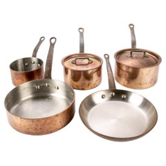 Group Of 5 Sur La Table Vintage French Copper & Stainless Pots And Pans