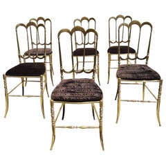 Group of 6 Brass Chairs Chiavarina Model Italian Production