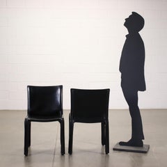 Group of 6 Chairs Cab 412 Chairs Leather Metal, Italy, 1970s-1980s