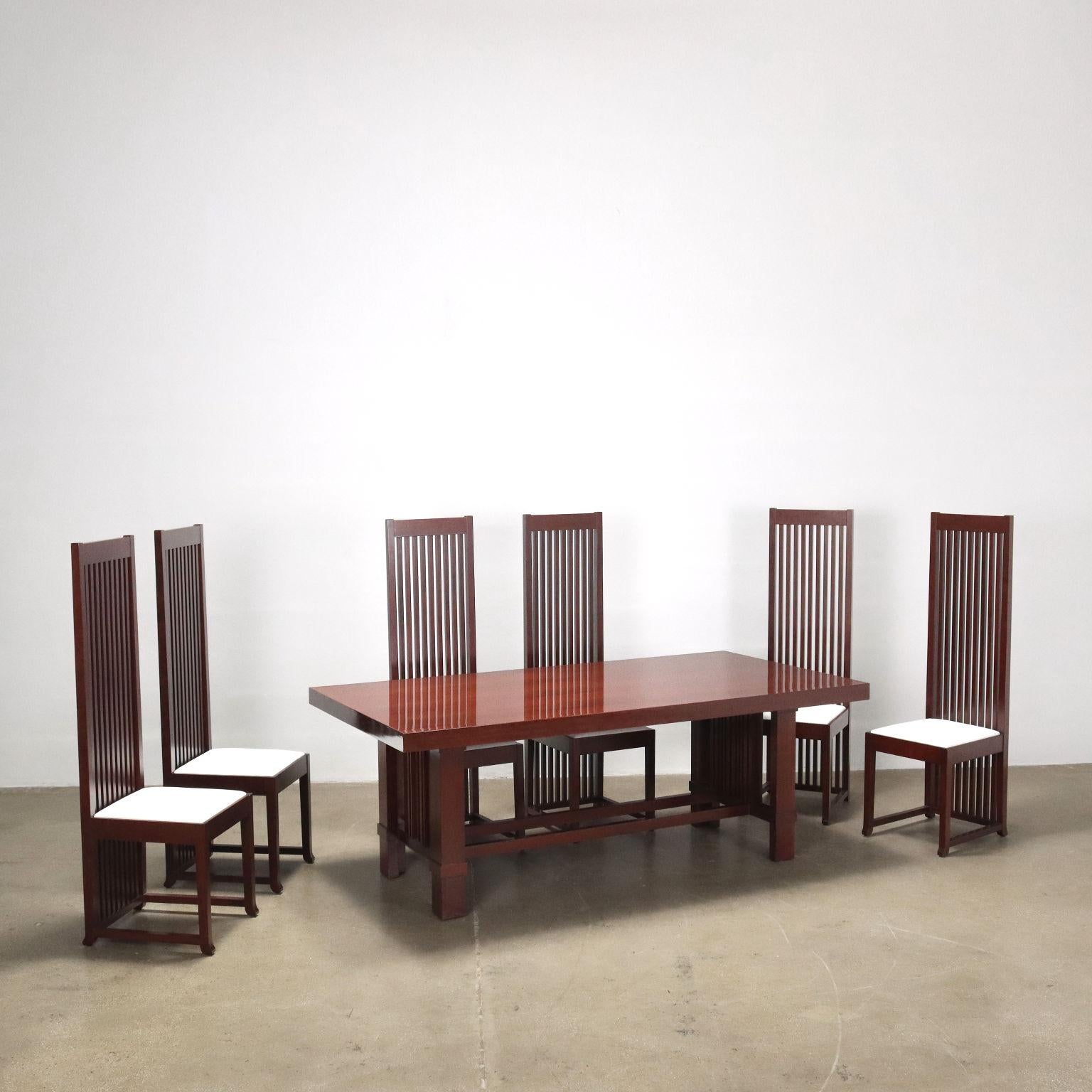 Group of 6 Chairs Cassina Robie 1 Wood, Italy, 1986 3