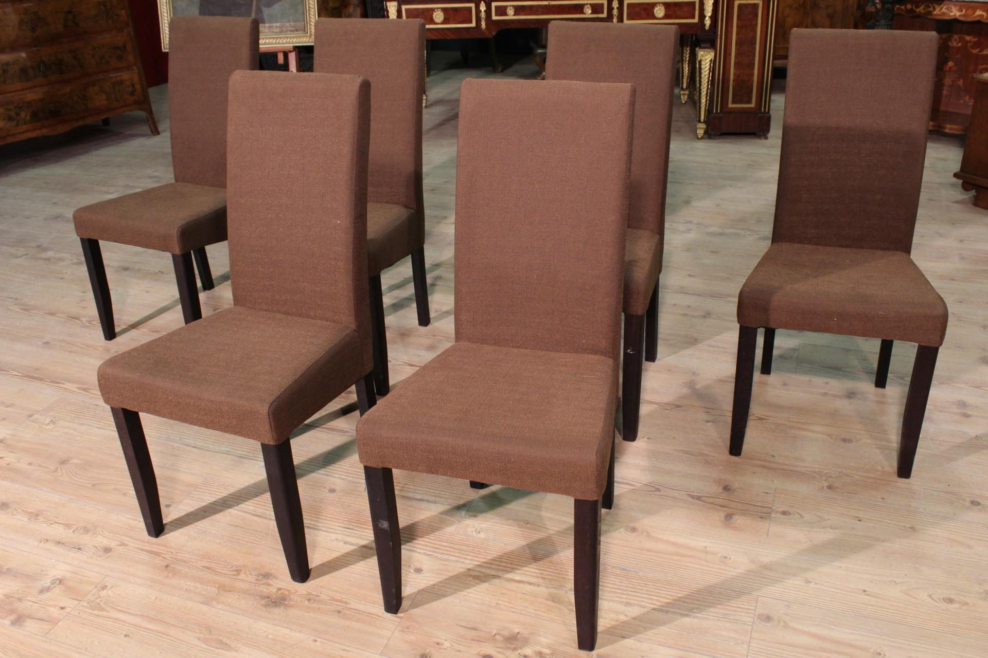 Group of 6 Chairs Covered in Fabric, 20th Century For Sale 8