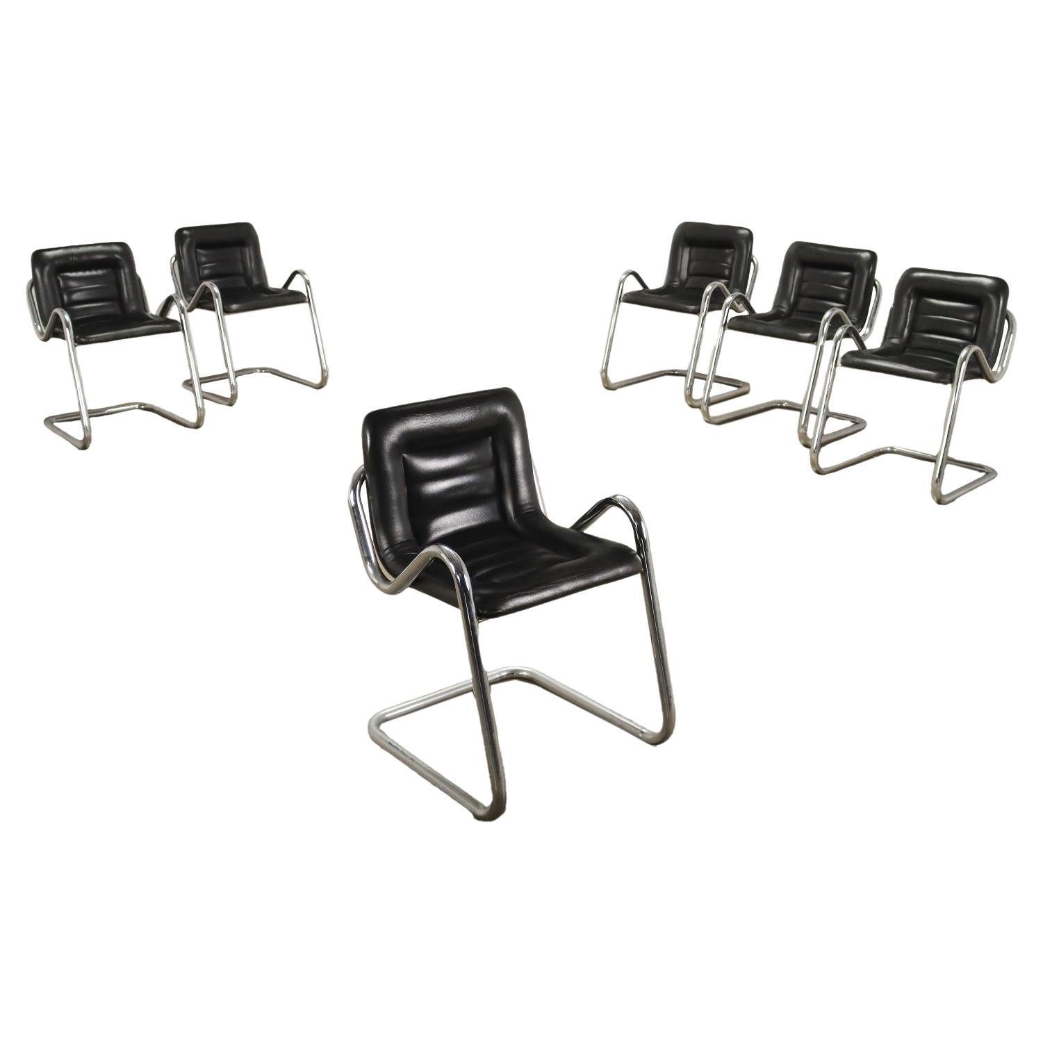 Group of 6 Chairs Leatherette, Italy, 1970s