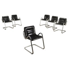 Vintage Group of 6 Chairs Leatherette, Italy, 1970s