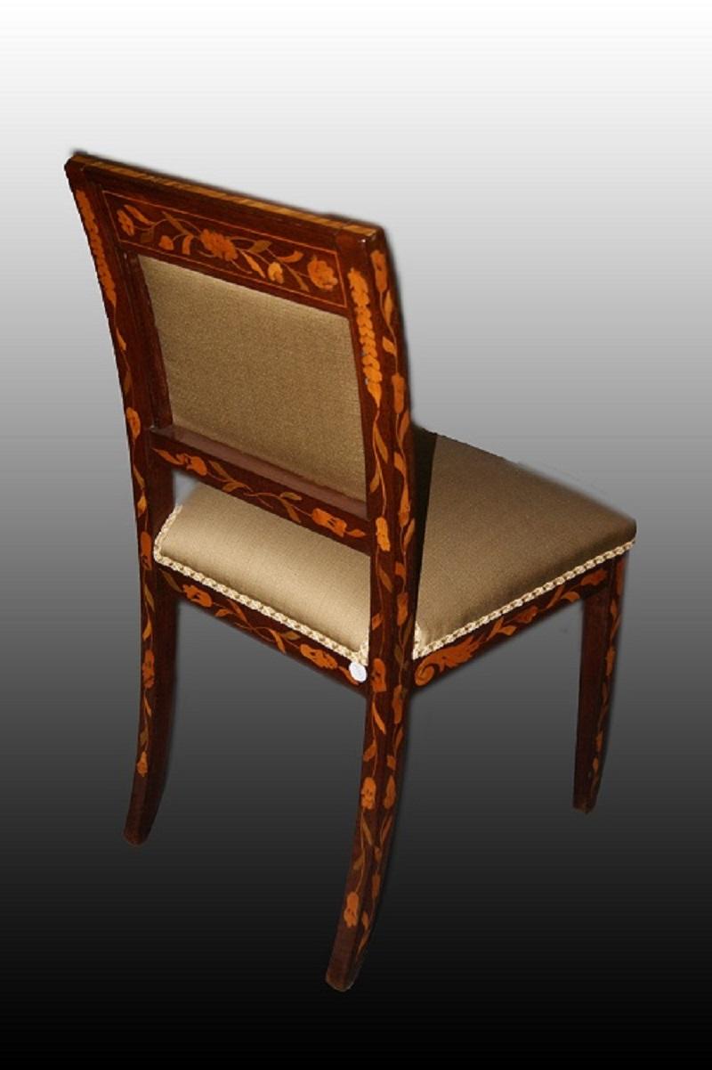 18th Century Group of 6 Dutch Mahogany Chairs Richly Inlaid For Sale
