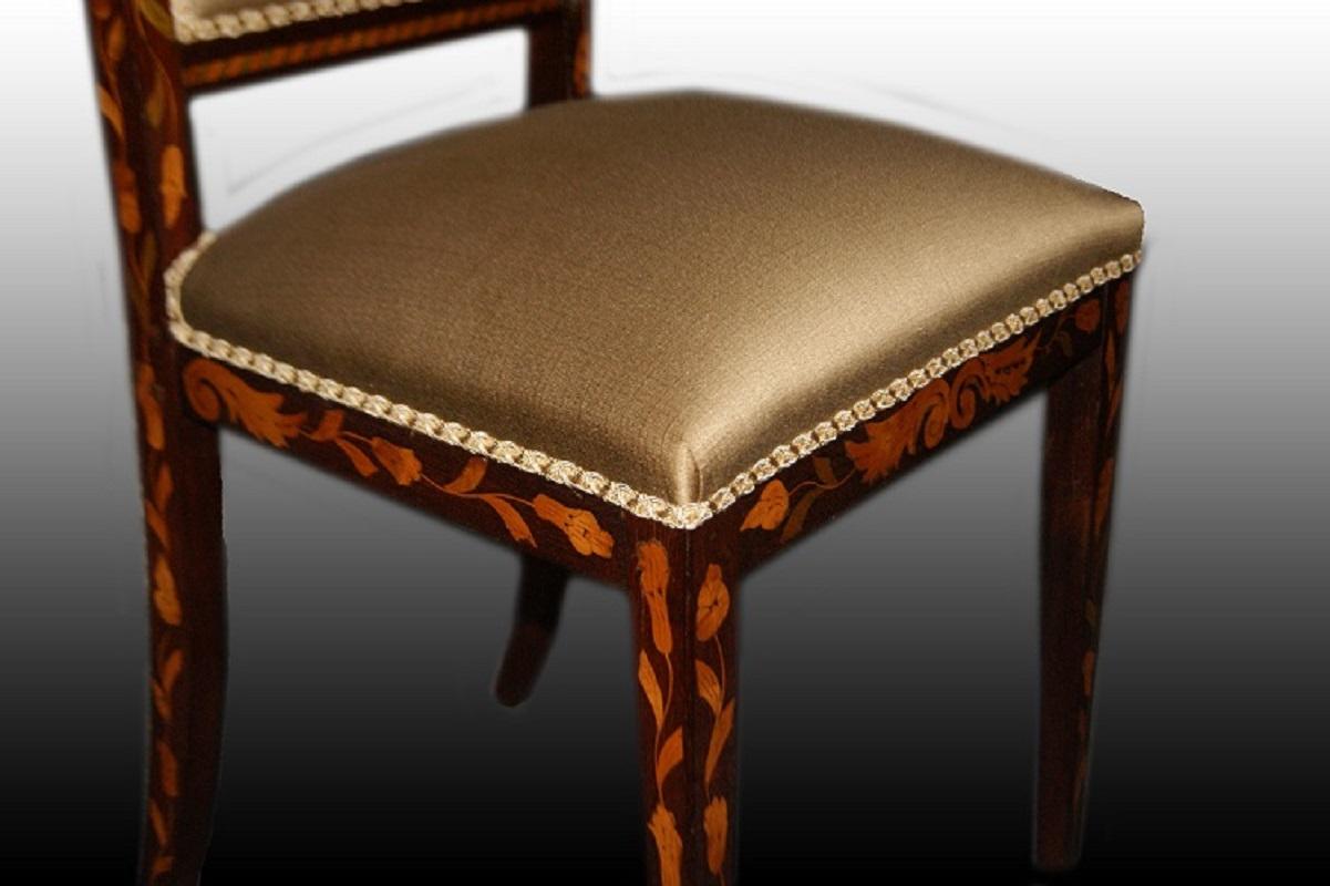 6er niederländischer Mahagoni-Stühle mit Intarsien (18. Jahrhundert) im Angebot