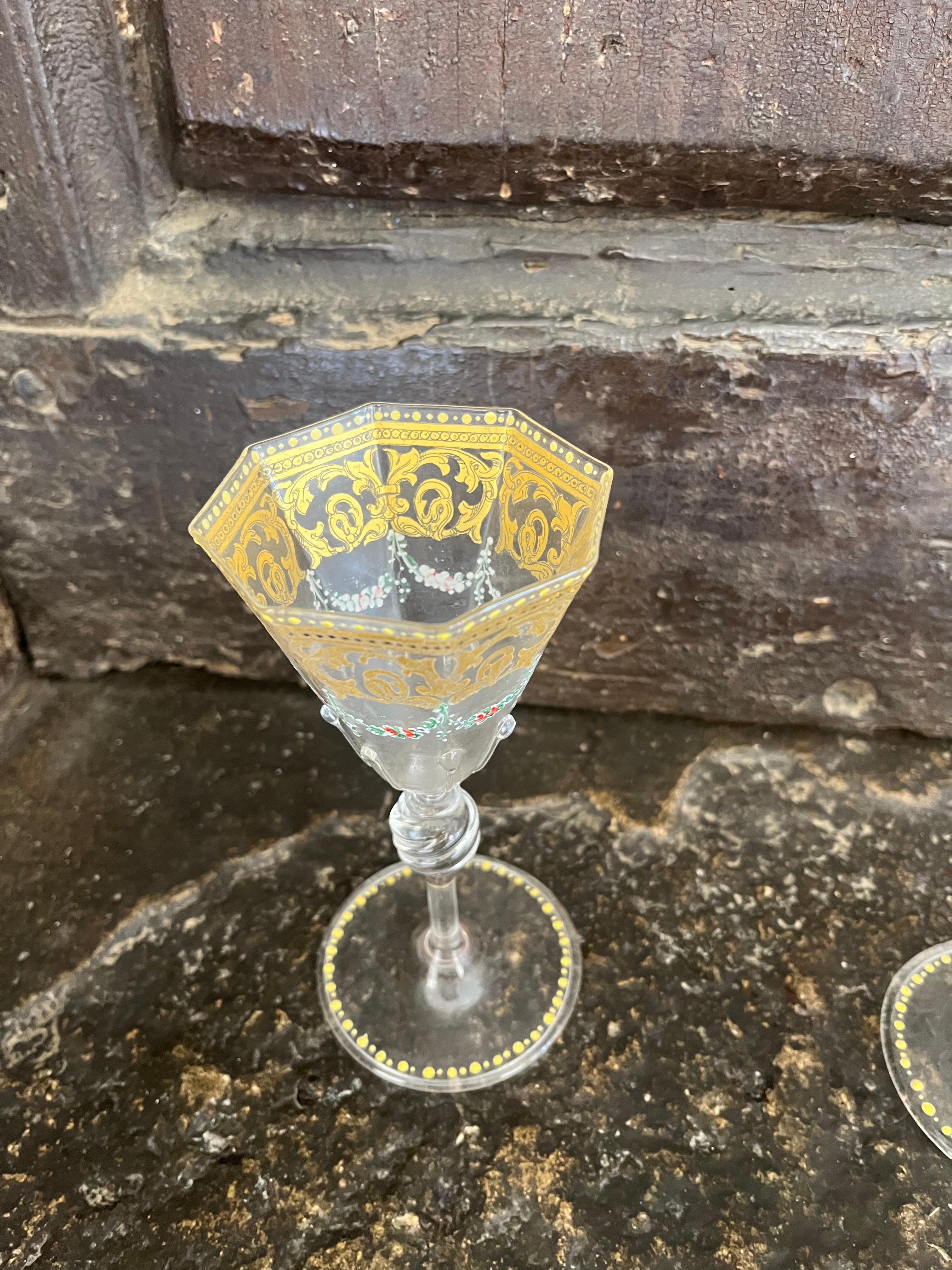 Group of 6 hexagonal Murano glasses early 1900s In Excellent Condition For Sale In Monselice, PD