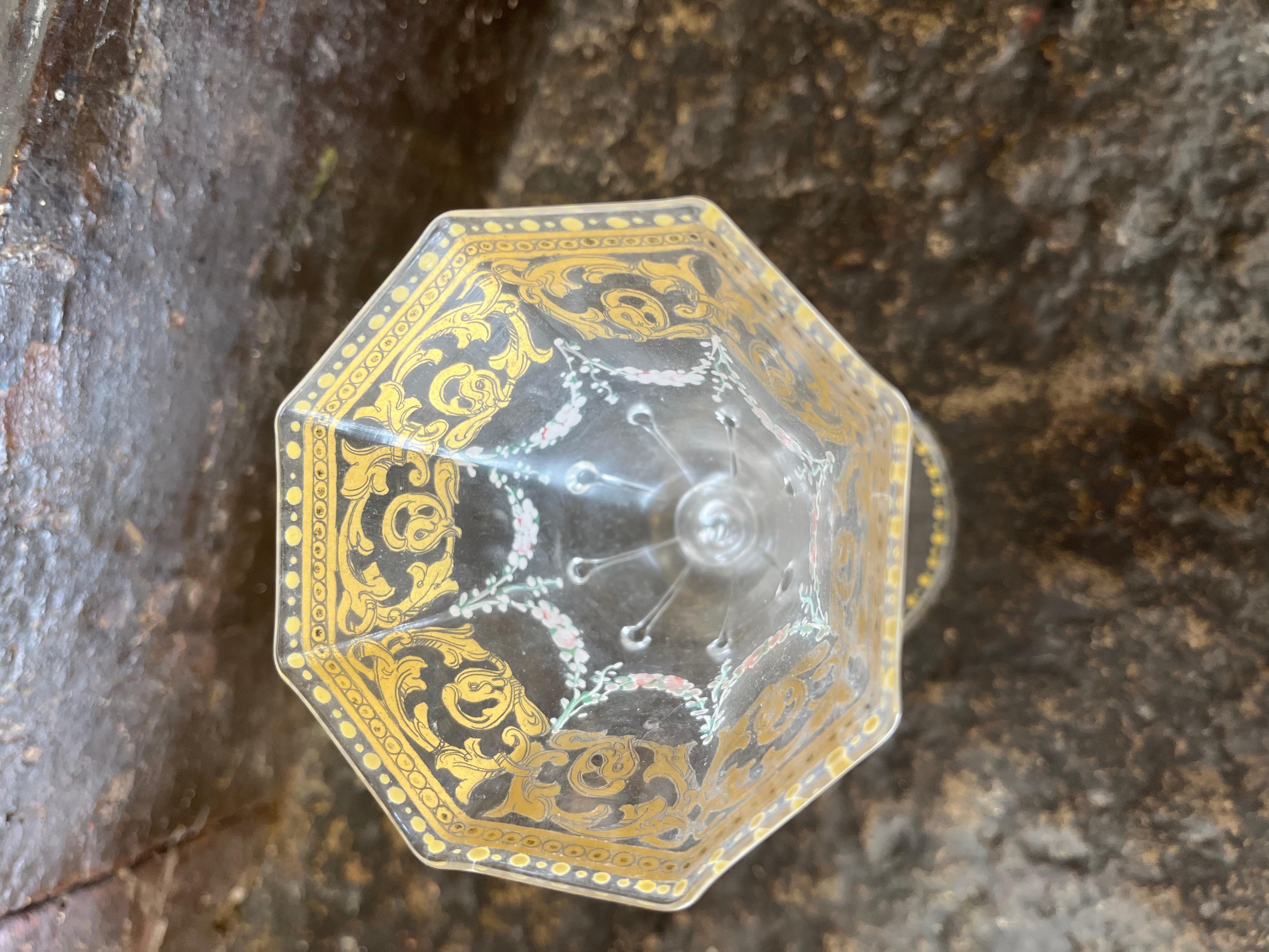 Murano Glass Group of 6 hexagonal Murano glasses early 1900s For Sale