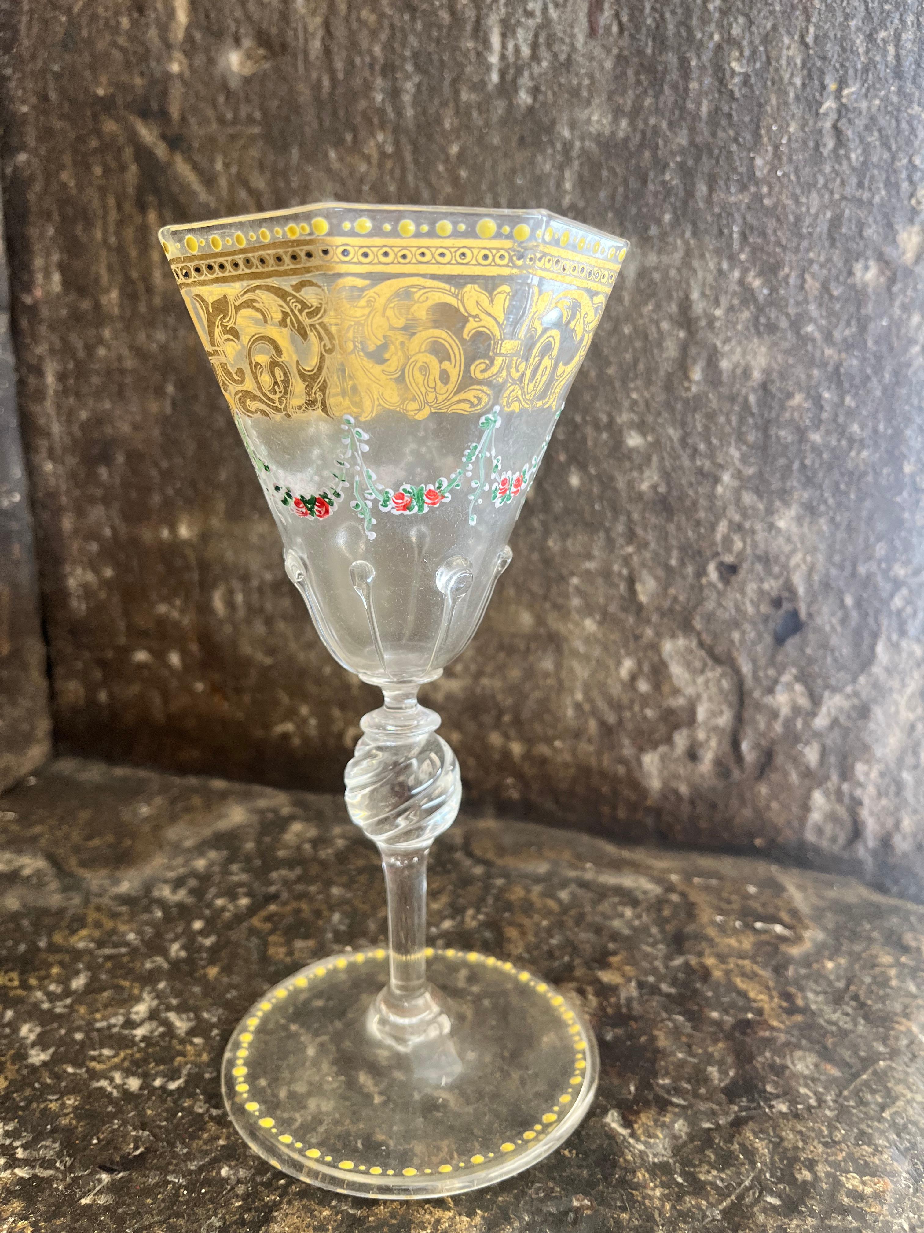 Group of 6 hexagonal Murano glasses early 1900s For Sale 1