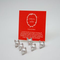 Group of 6 Sterling Fox Head Place Card Holders