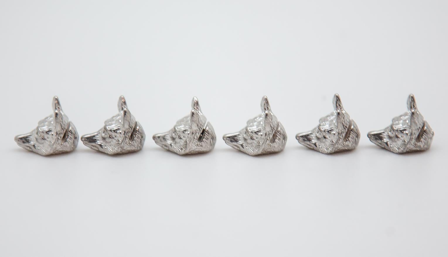 20th Century Group of 6 Sterling Fox Head Place Card Holders