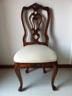 Group of 6 Venetian Chairs handcrafted in the early 1800s from walnut wood
