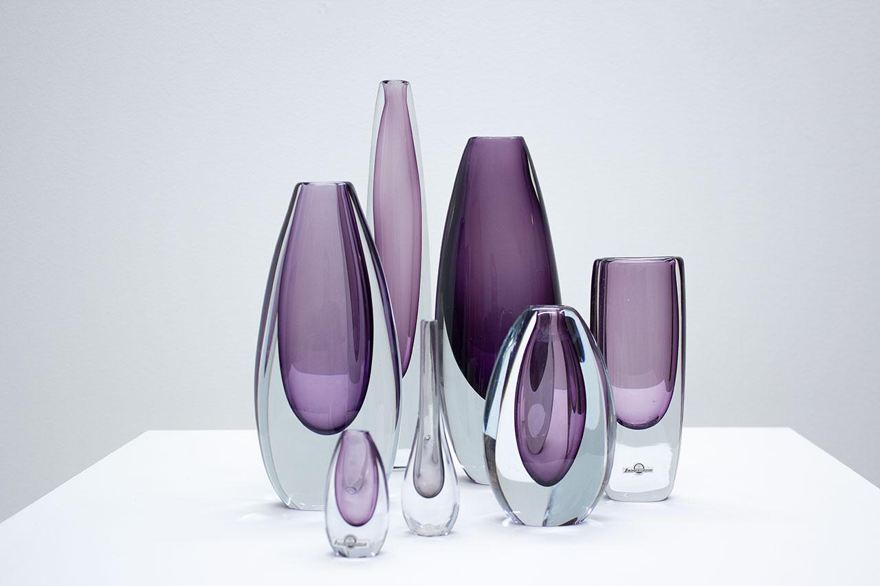 Gruppe von 7 Glasvasen 