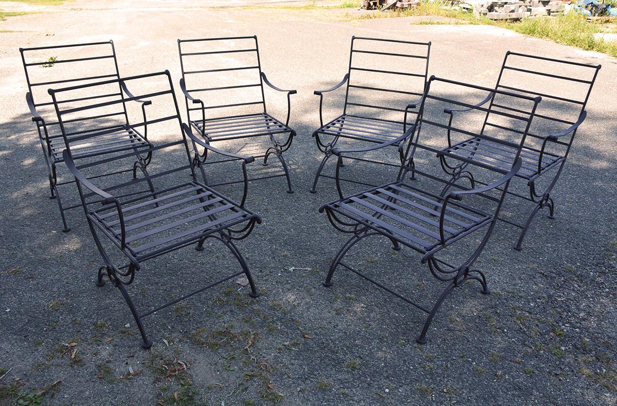 American Group of 7-- 6 Metal Garden Dining Chairs and 1 Chaise Lounge