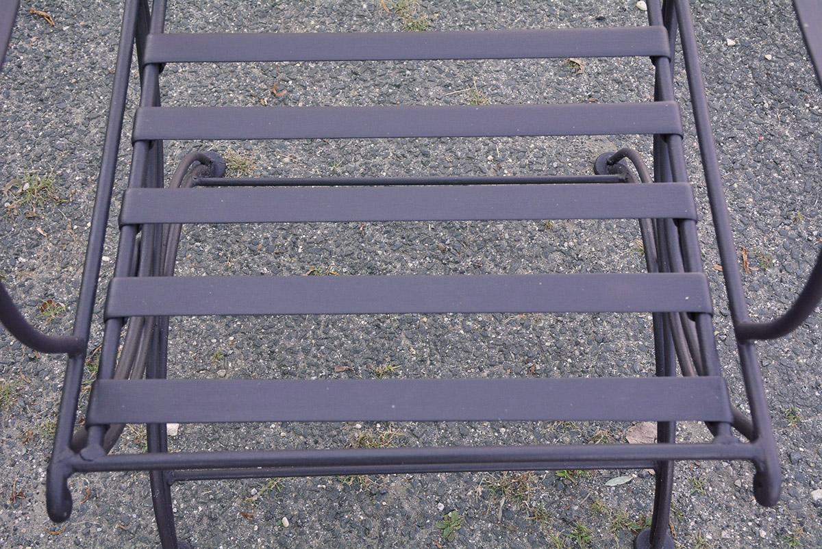 Group of 7-- 6 Metal Garden Dining Chairs and 1 Matching Chaise Lounge For Sale 1