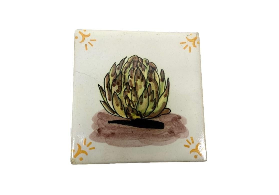 Céramique Groupe de 7 carreaux peints à la main Sant' Anna en vente
