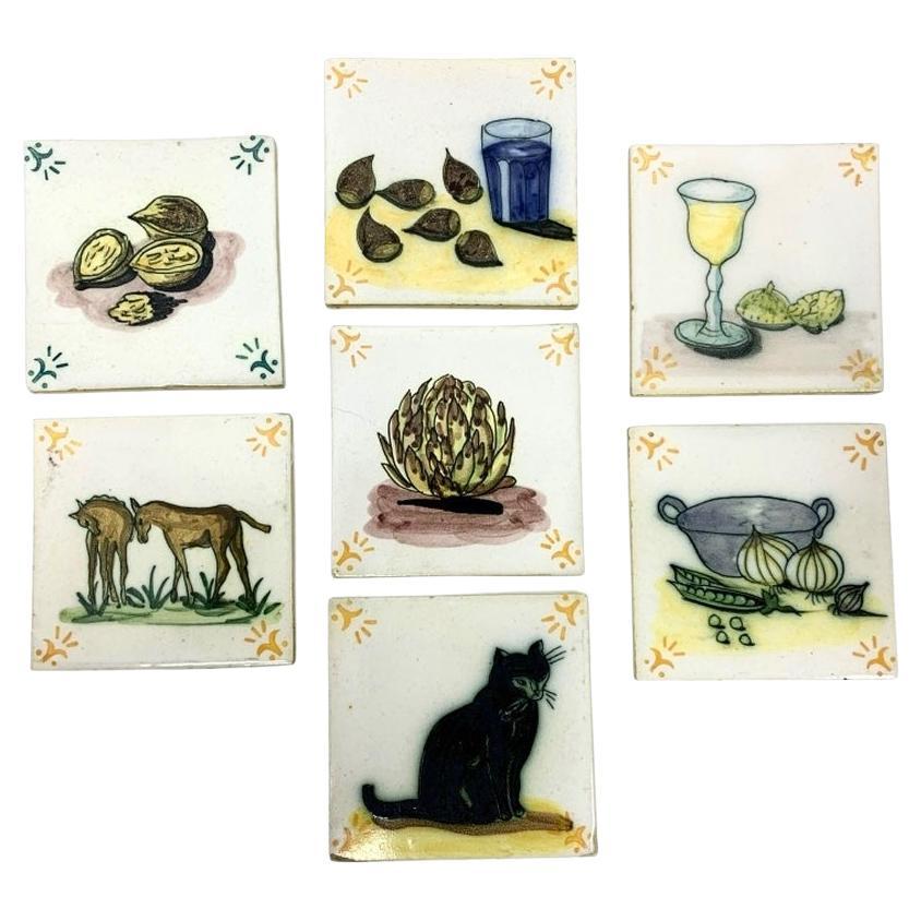 Group of 7 Sant’ Anna Hand Painted Tiles