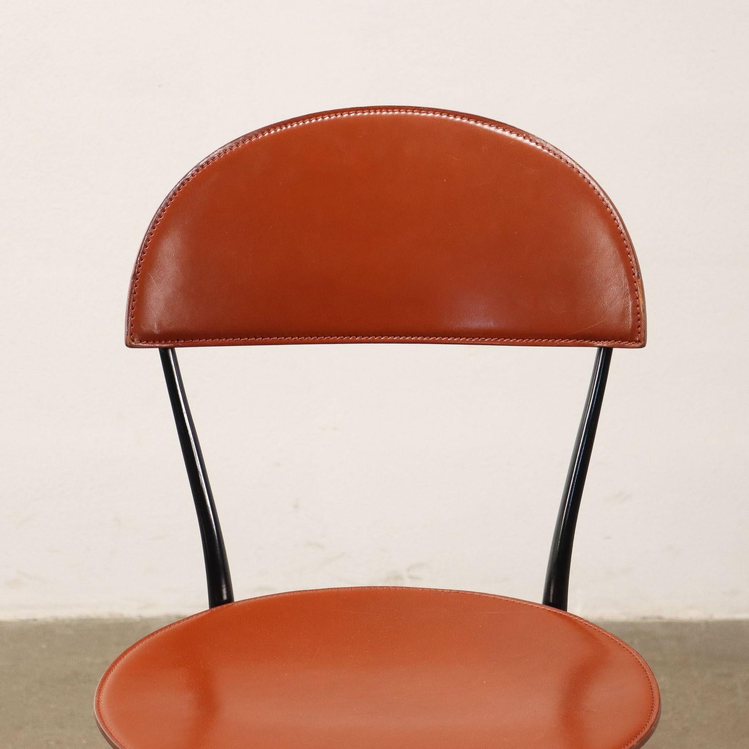 Group of 8 Chairs Zanotta Tonietta 2090 Leather, Italy, 1980s In Good Condition In Milano, IT