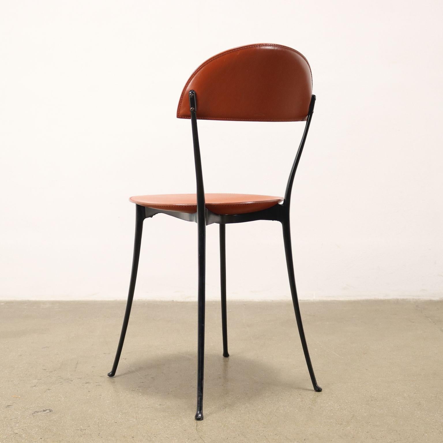 Group of 8 Chairs Zanotta Tonietta 2090 Leather, Italy, 1980s 2