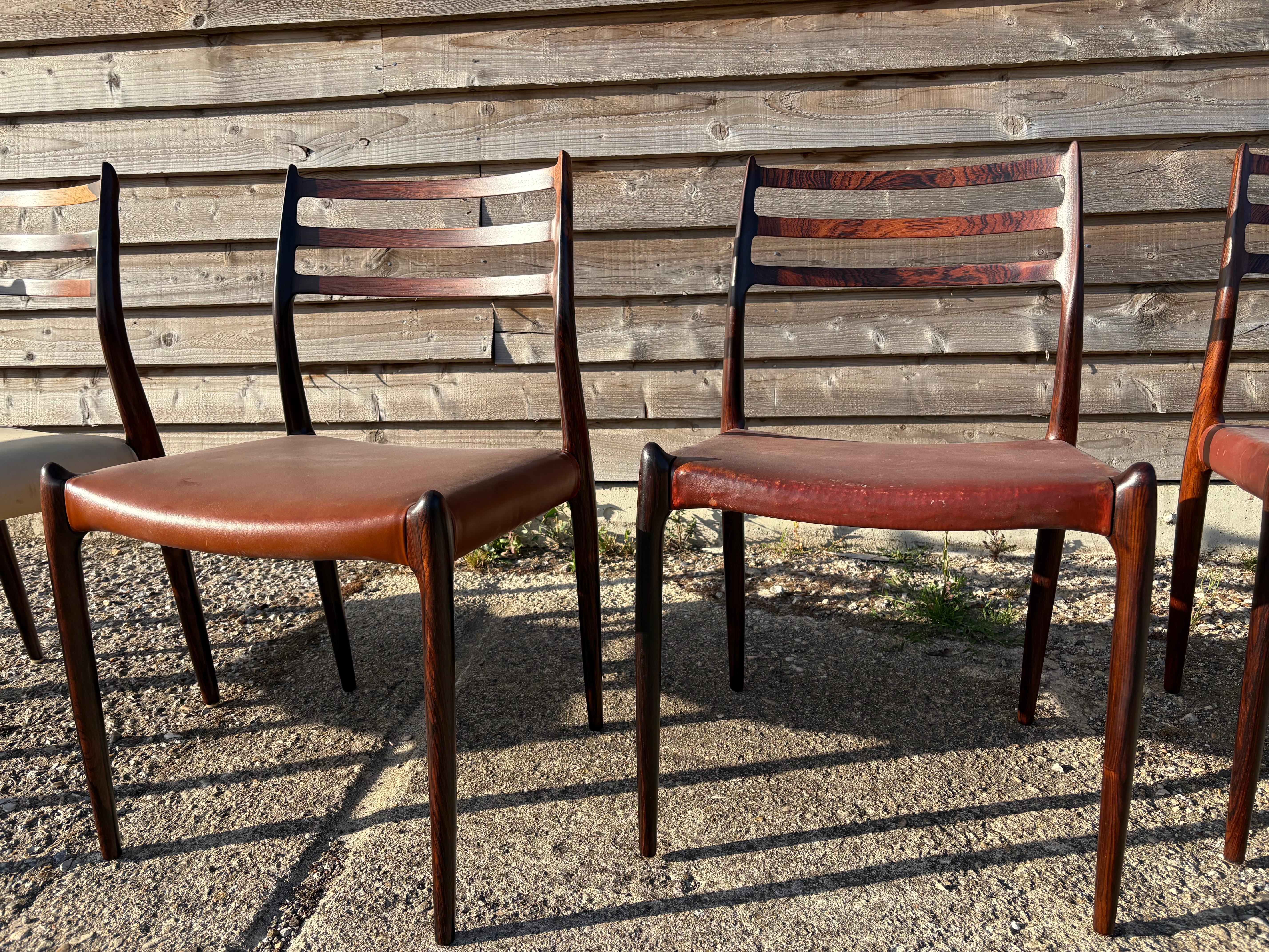Group of 8 Niels Otto Moller model 62 and model 78 chairs For Sale 4