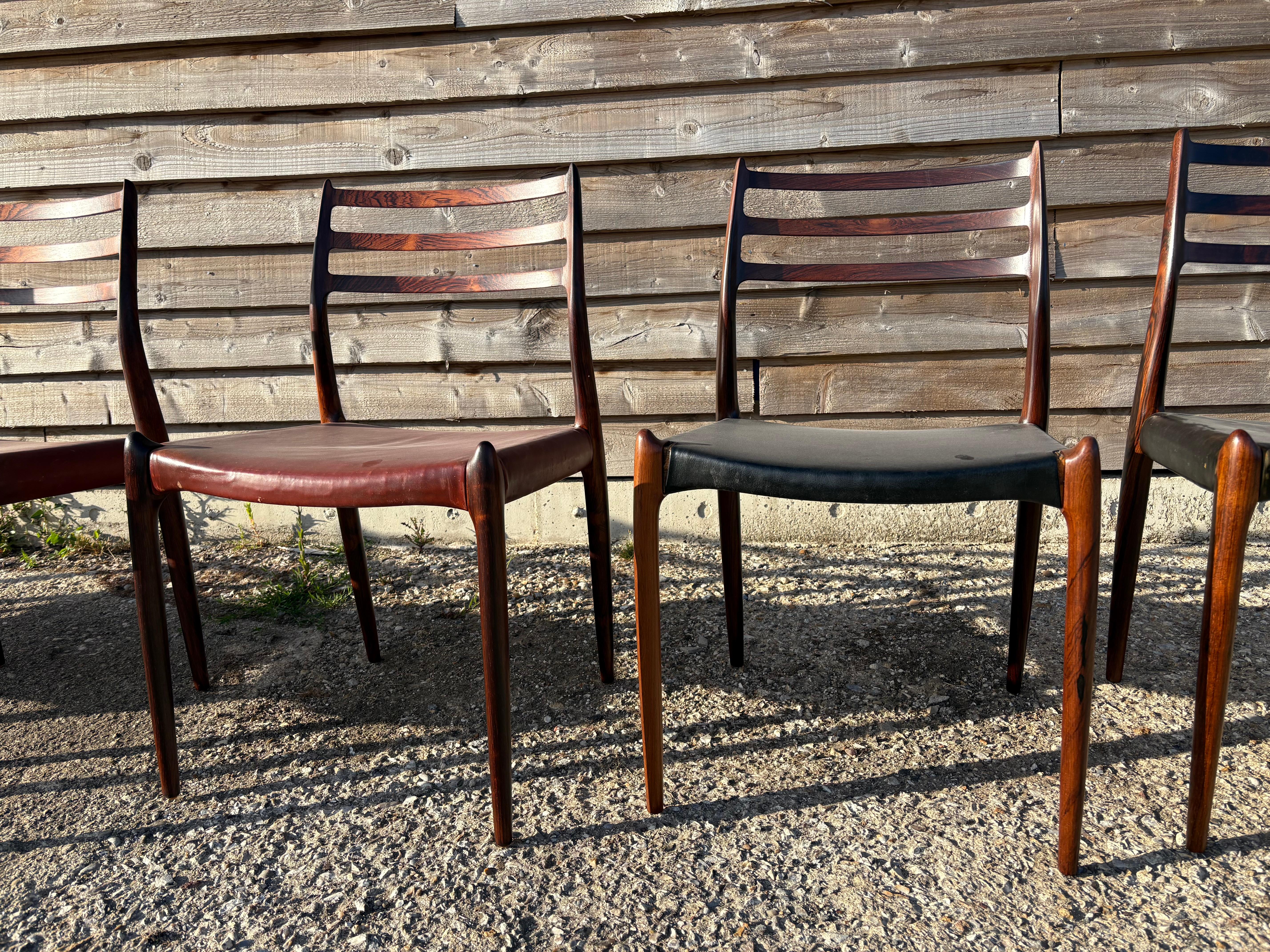 Group of 8 Niels Otto Moller model 62 and model 78 chairs For Sale 5