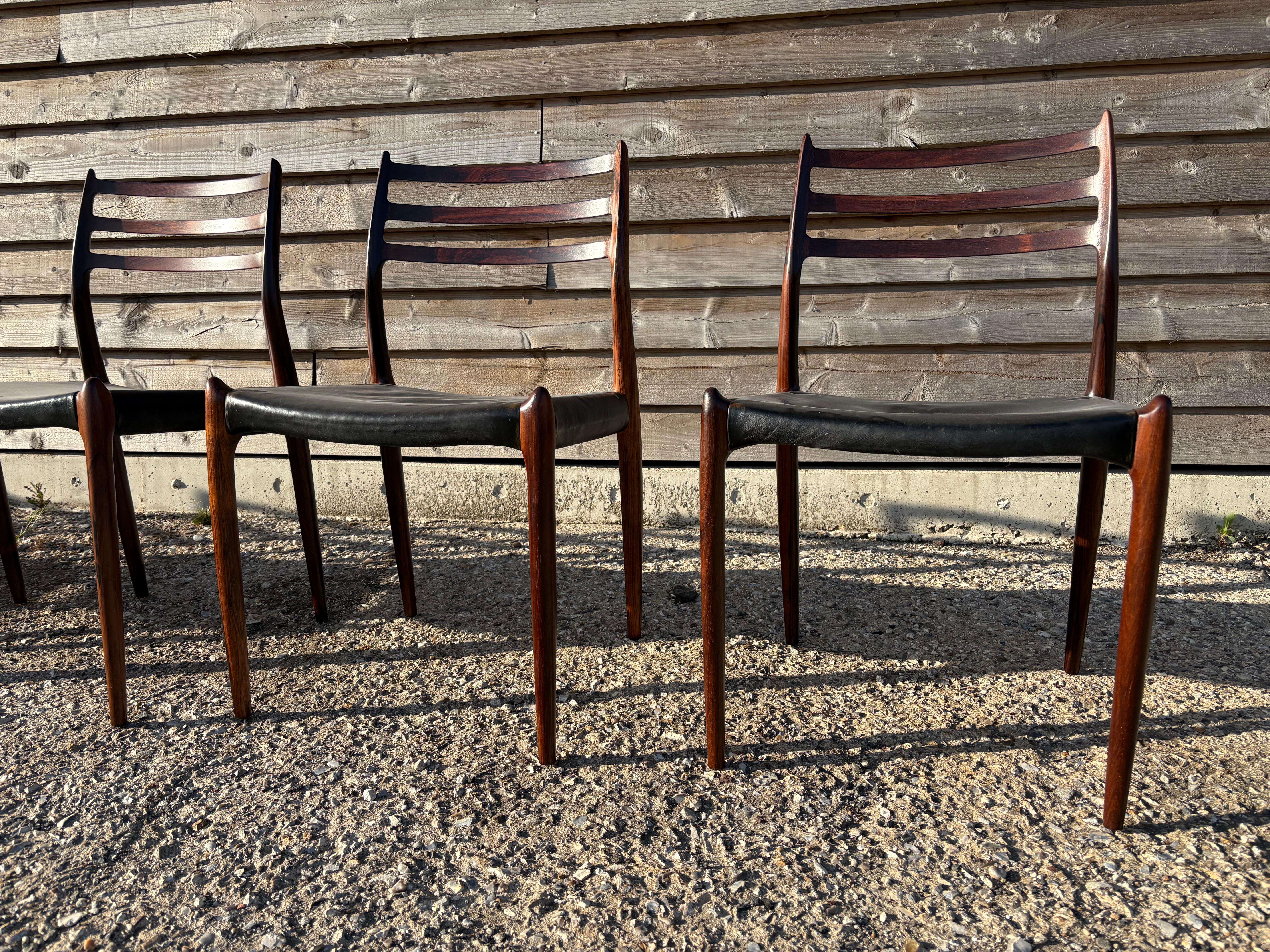 Group of 8 Niels Otto Moller model 62 and model 78 chairs For Sale 6