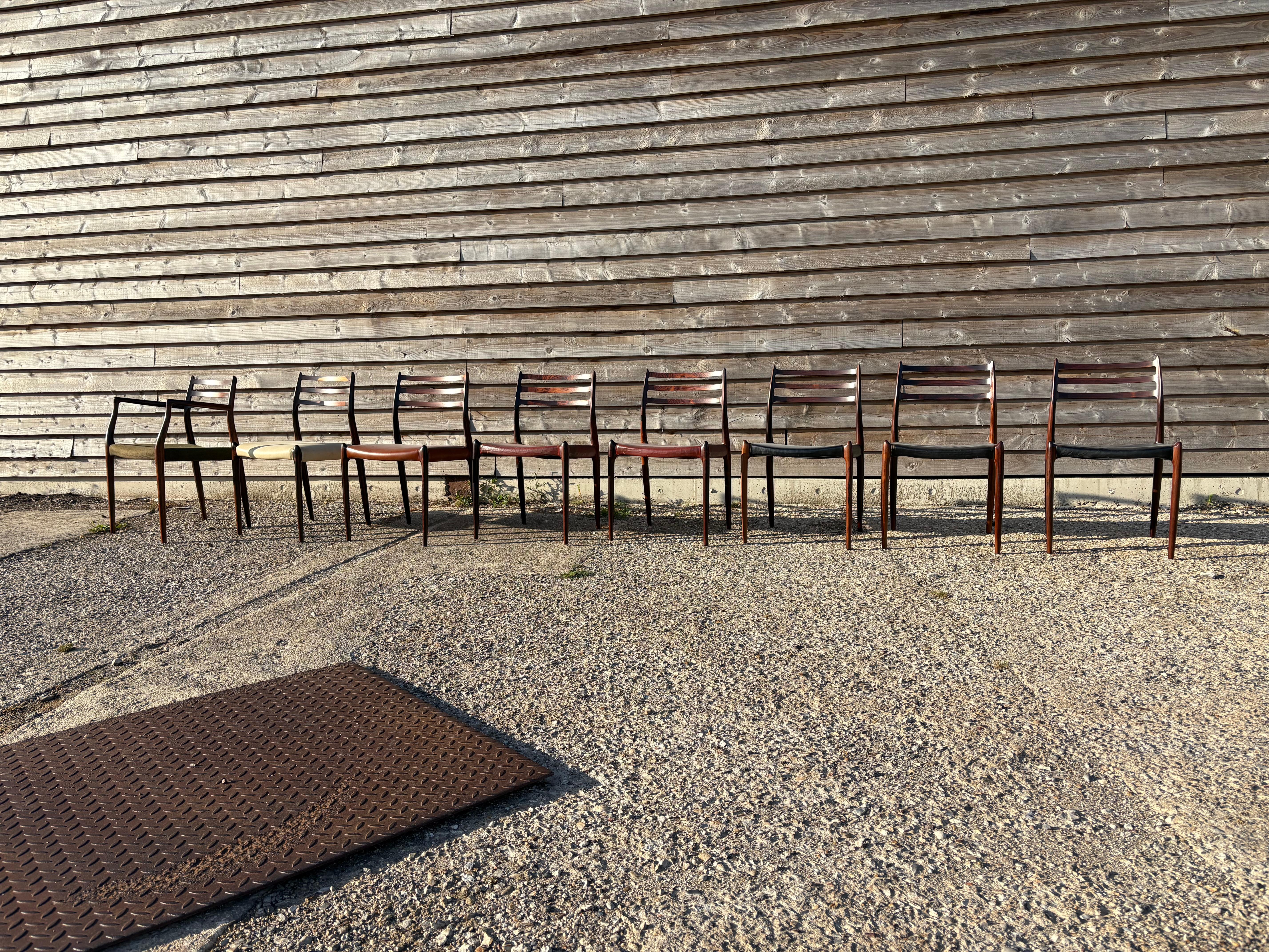 Group of 8 Niels Otto Moller model 62 and model 78 chairs For Sale 7