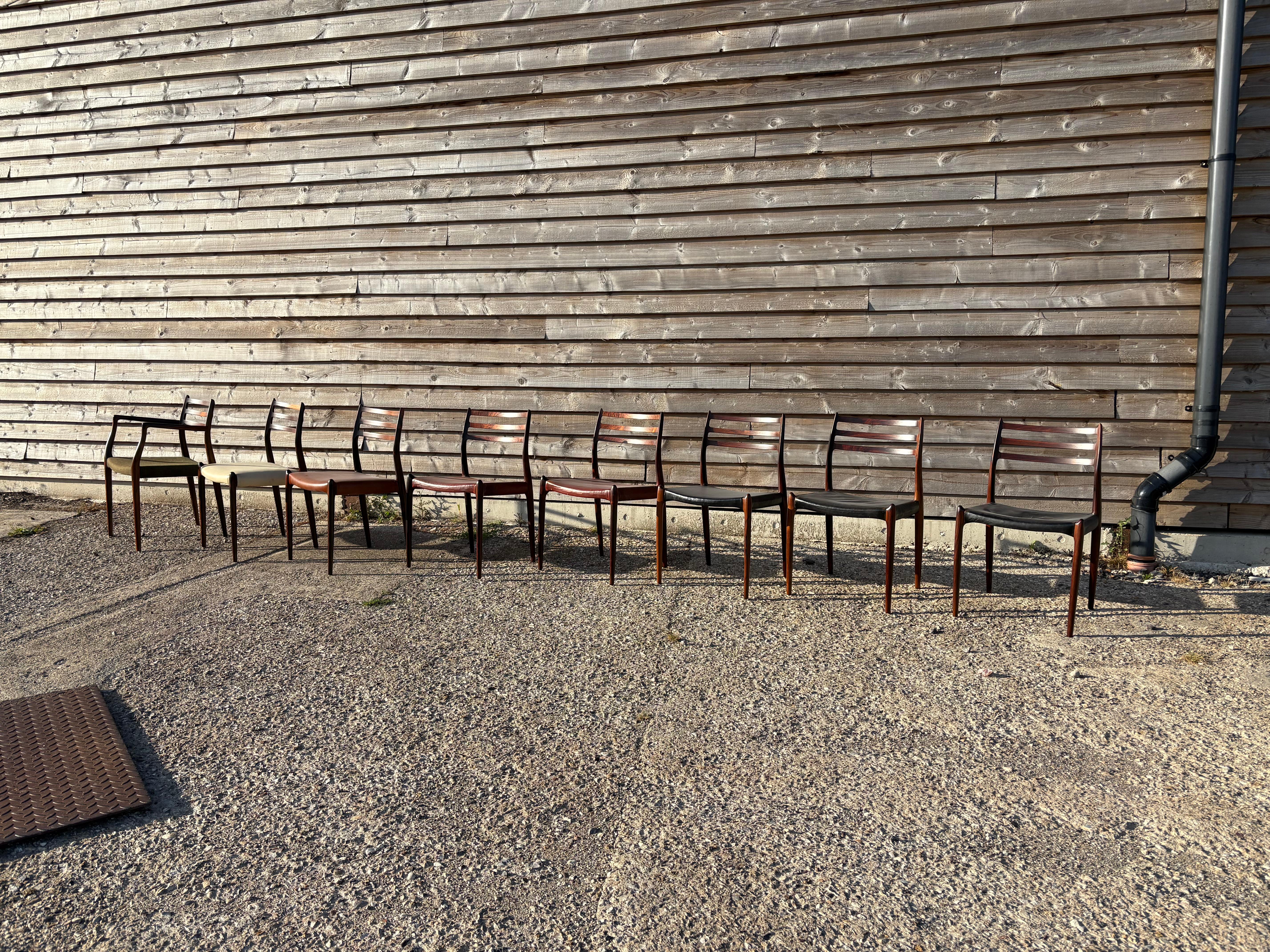 Group of 8 Niels Otto Moller model 62 and model 78 chairs For Sale 8