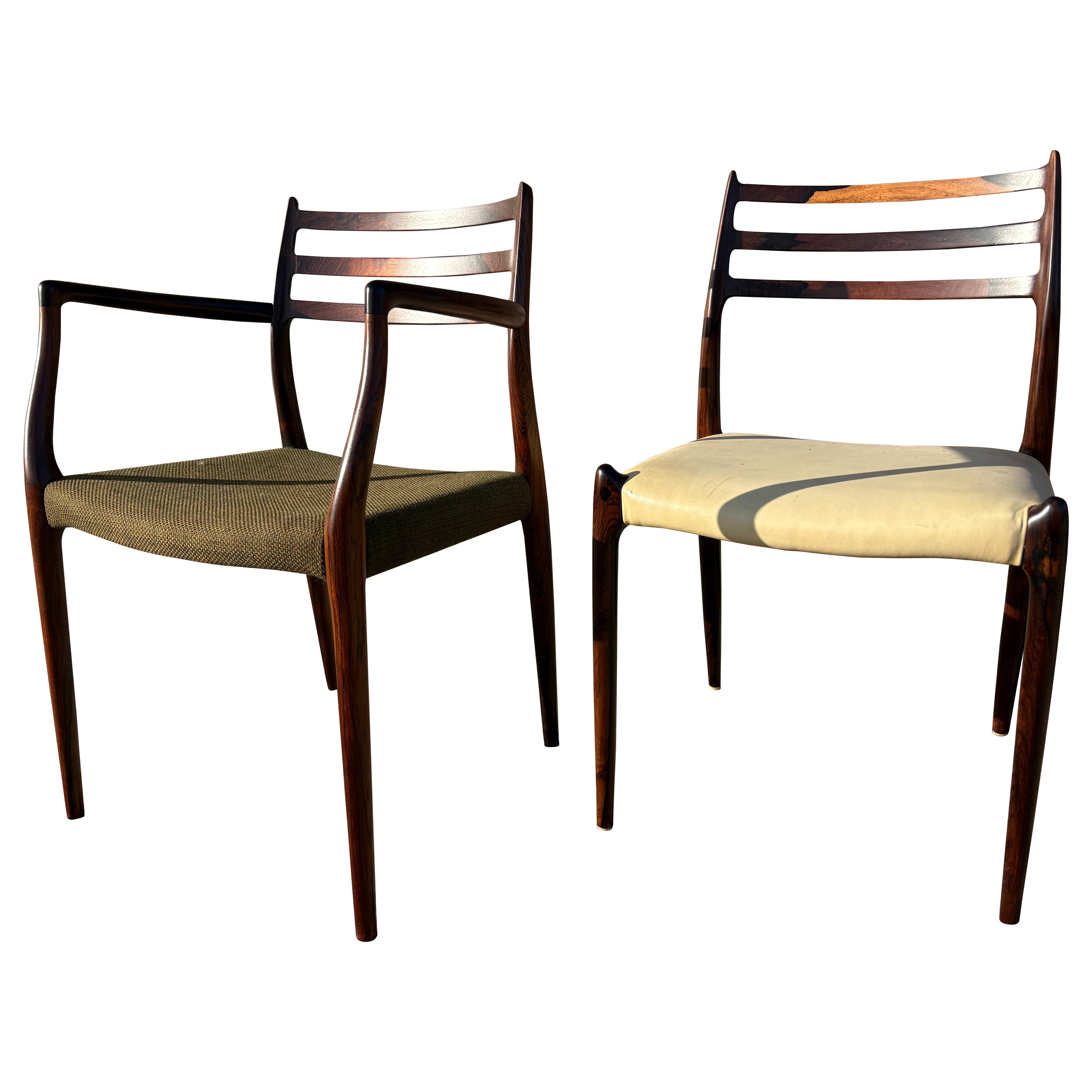 Group of 8 Niels Otto Moller model 62 and model 78 chairs