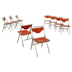 Group of 9 Folding Chairs Poltronova Easy Metal Italy 1960s-1970s