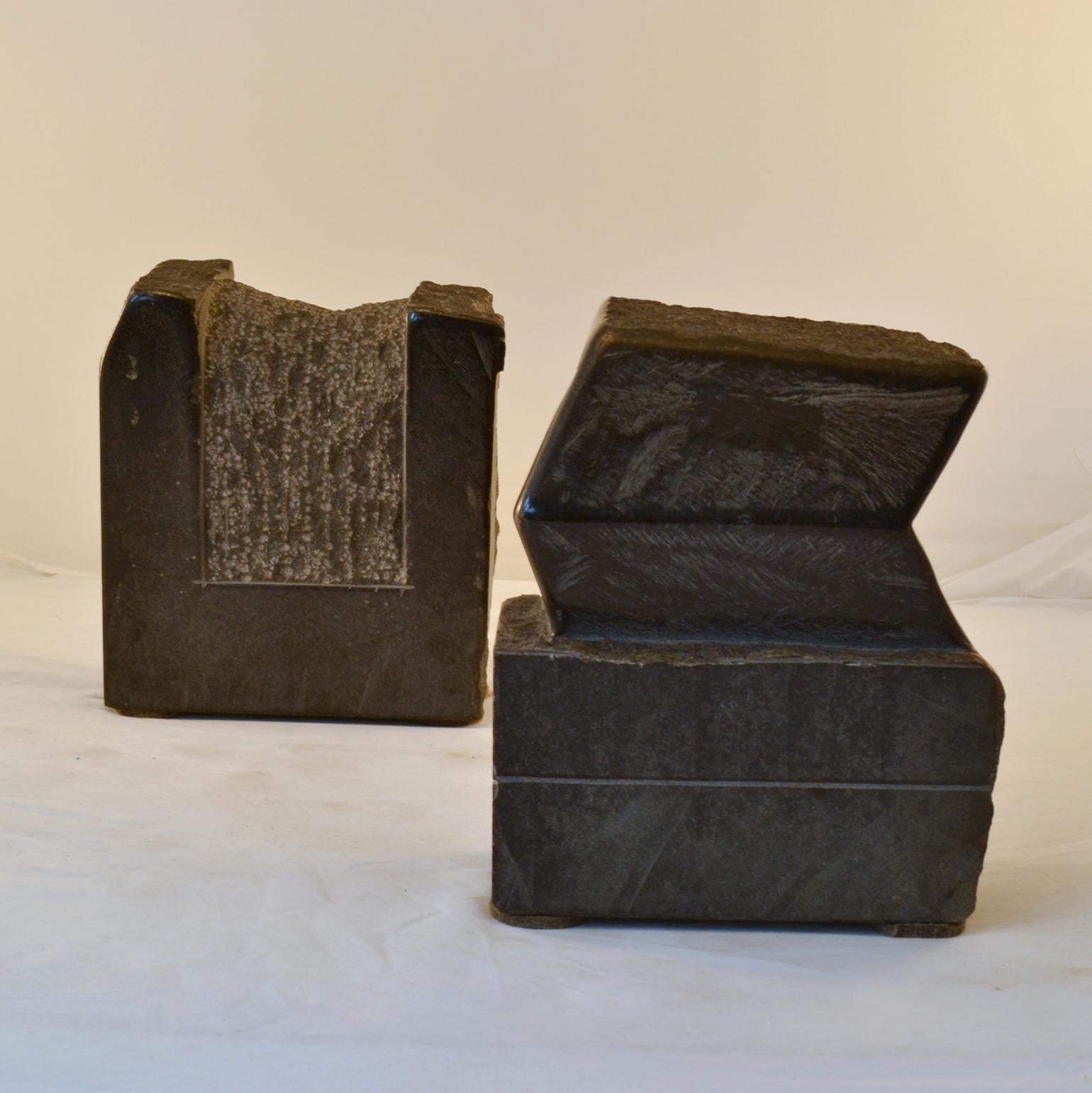 Late 20th Century Group of Black Granite Geometric Abstract Dutch Sculptures For Sale