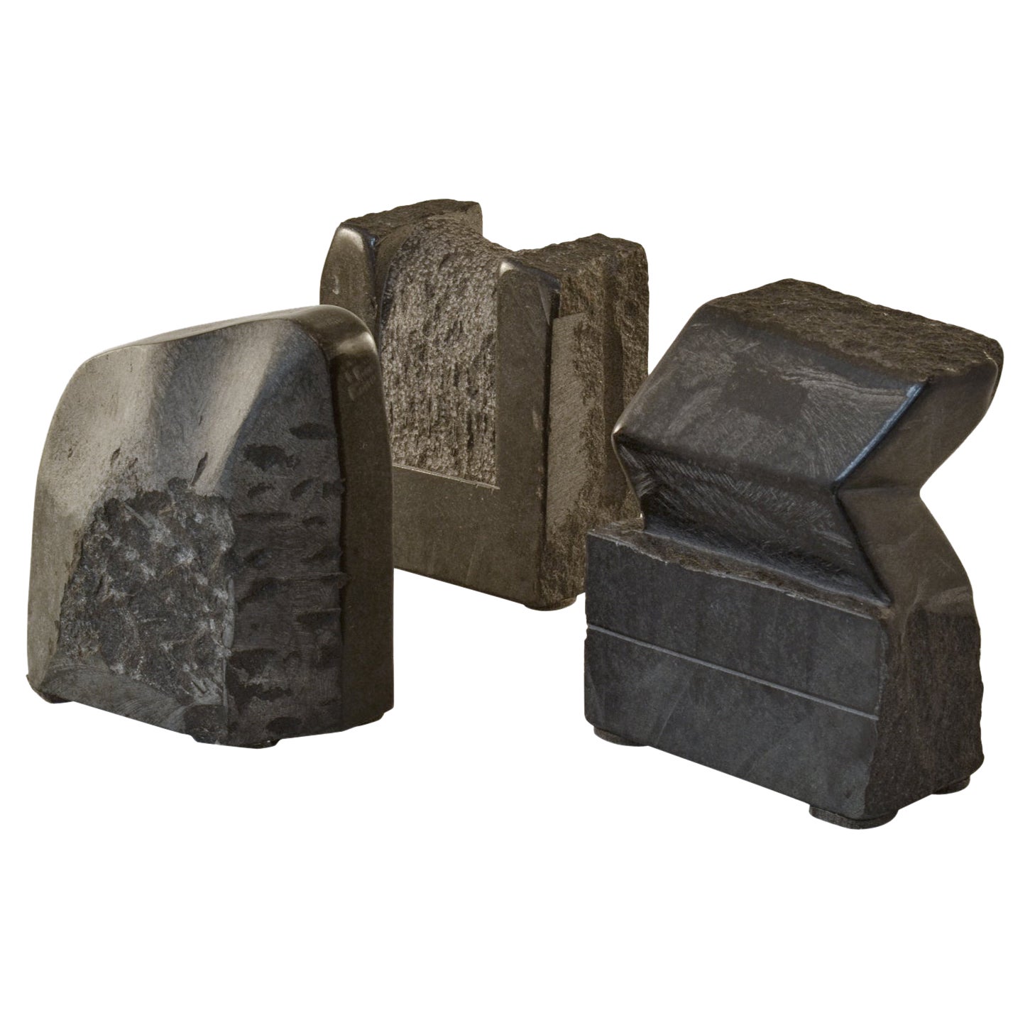 Group of Black Granite Geometric Abstract Dutch Sculptures For Sale
