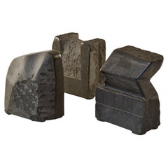 Group of Black Granite Geometric Abstract Dutch Sculptures