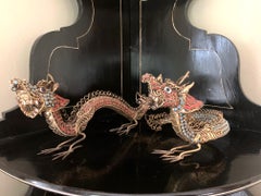 Group of Brass Filigree Animal Figures with Stone Inlays Himalayan Region