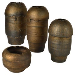 Gruppe von Bronze-Keramikvasen von Jaan Mobach