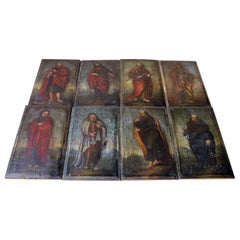 Group of Eight 18th Century Italian School Oil on Panel Studies of Apostles