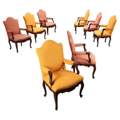 Group of Eight Baroque Armchairs, Italy Mid-18th Century