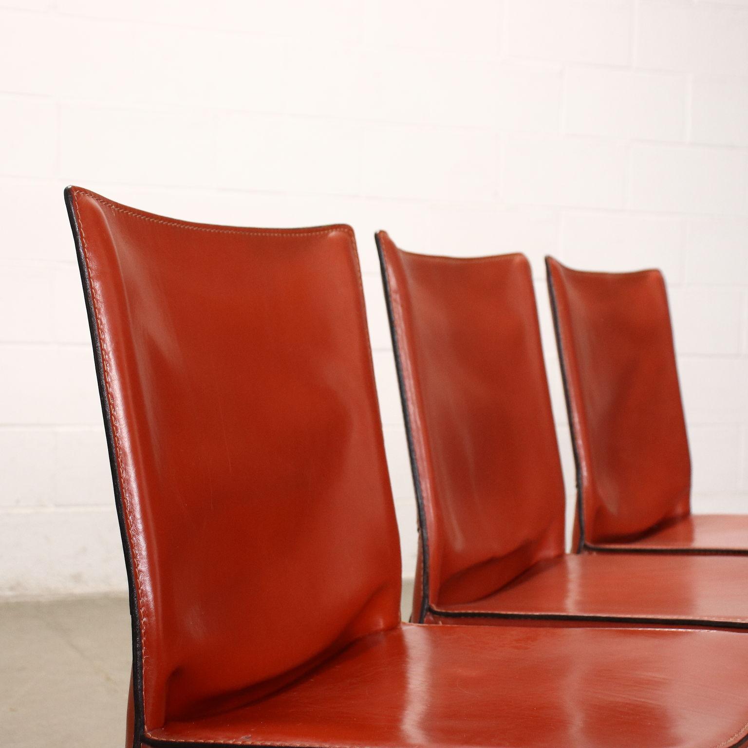Italian Group Of Eight Chairs Cab 412 Mario Bellini Cassina Leather Italy 1980
