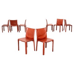 Group Of Eight Chairs Cab 412 Mario Bellini Cassina Leather Italy 1980