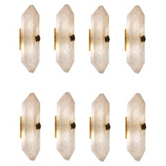 Group of Eight Diamond Form Rock Crystal Sconces by Phoenix