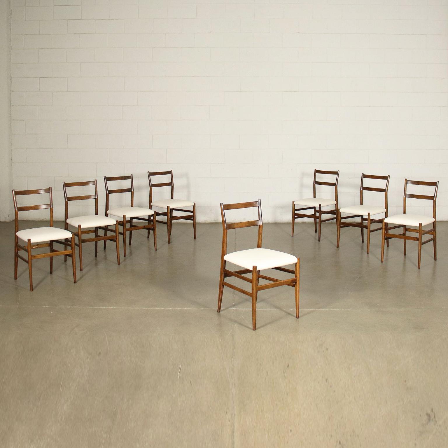 Group Of Eight Giò Ponti Chairs Ash Tree Foam Leatherette, 1950s 4