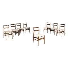 Group Of Eight Giò Ponti Chairs Ash Tree Foam Leatherette, 1950s