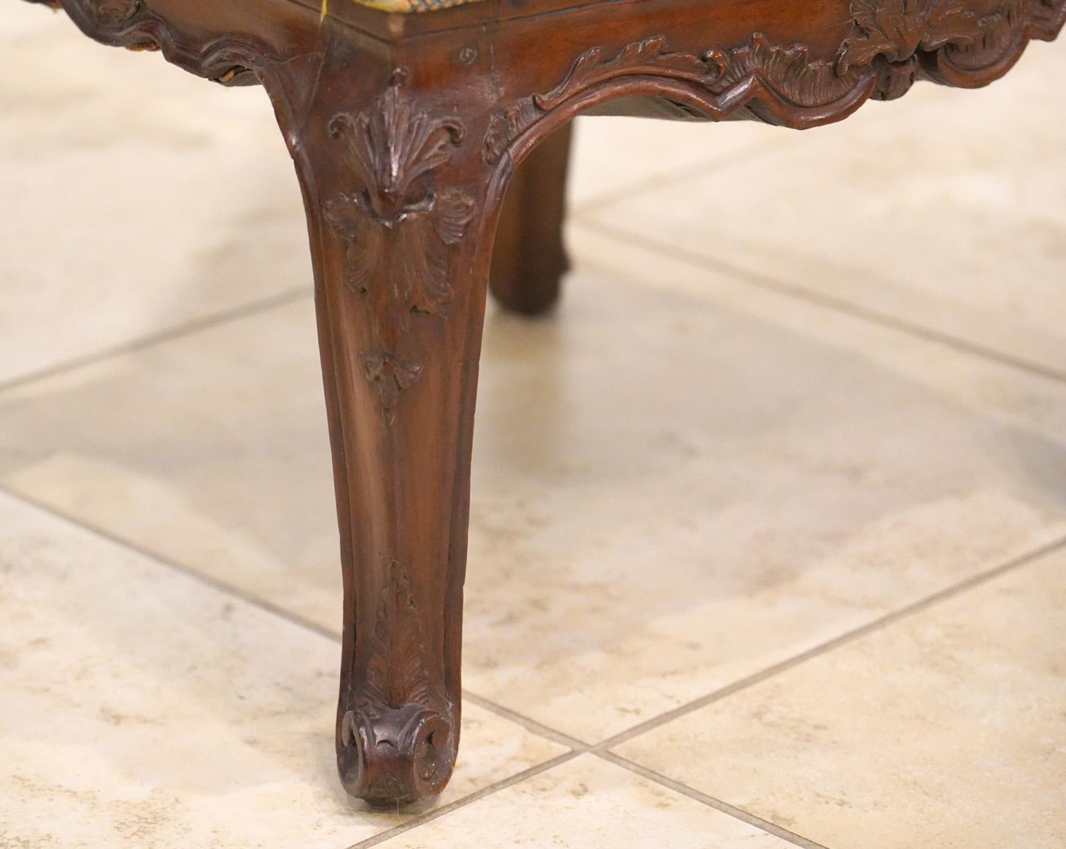 Group of Eight Italian 18th Century Baroque Style Carved Walnut Dining Chairs 4