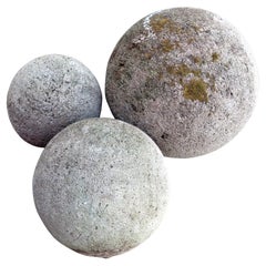Three Faux Limestone Garden Spheres