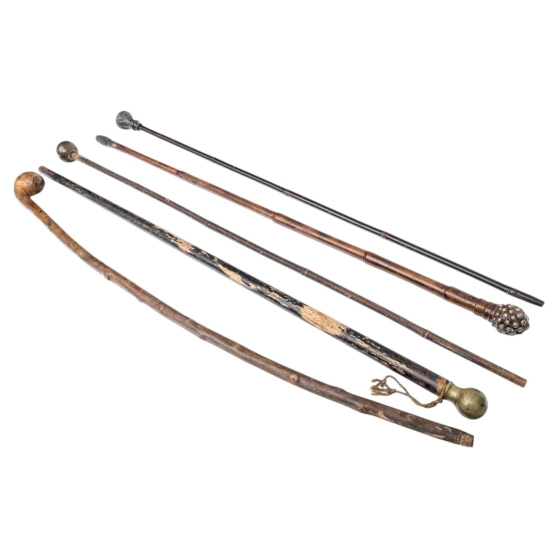 Group Of Five Assorted Antique And Vintage Canes