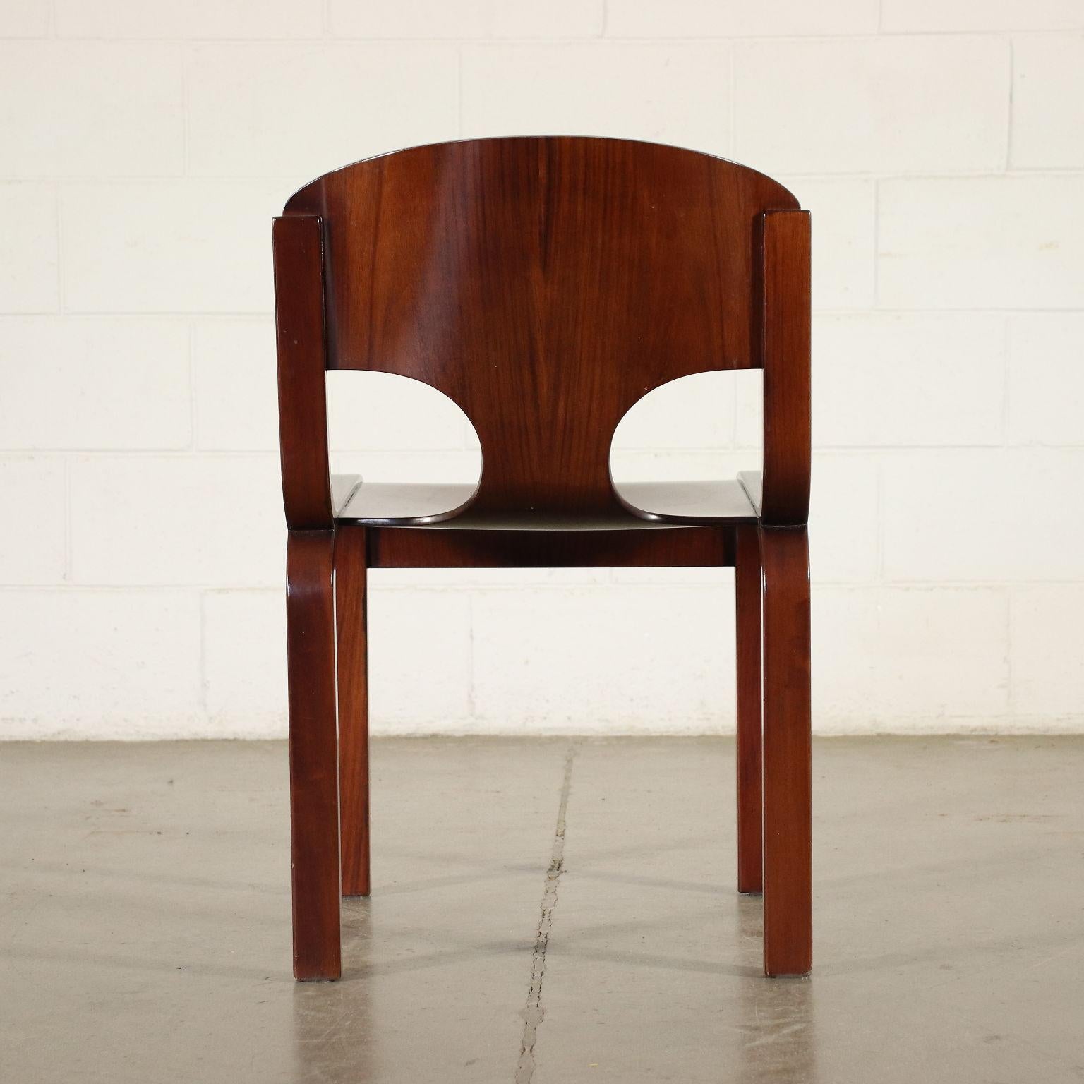 Group of Five Chairs Veneered Wood, Italy, 1980s 4