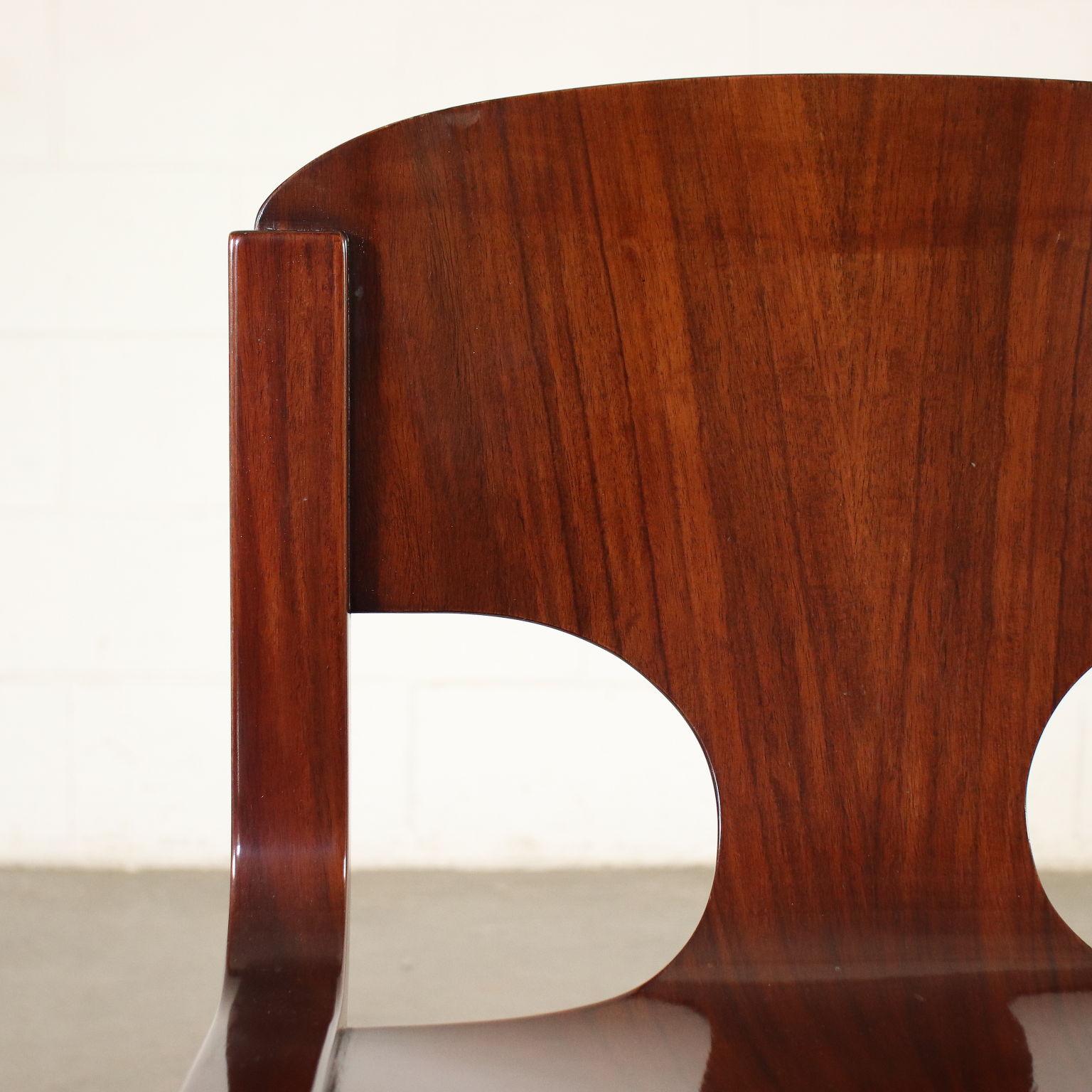 Group of Five Chairs Veneered Wood, Italy, 1980s In Good Condition In Milano, IT