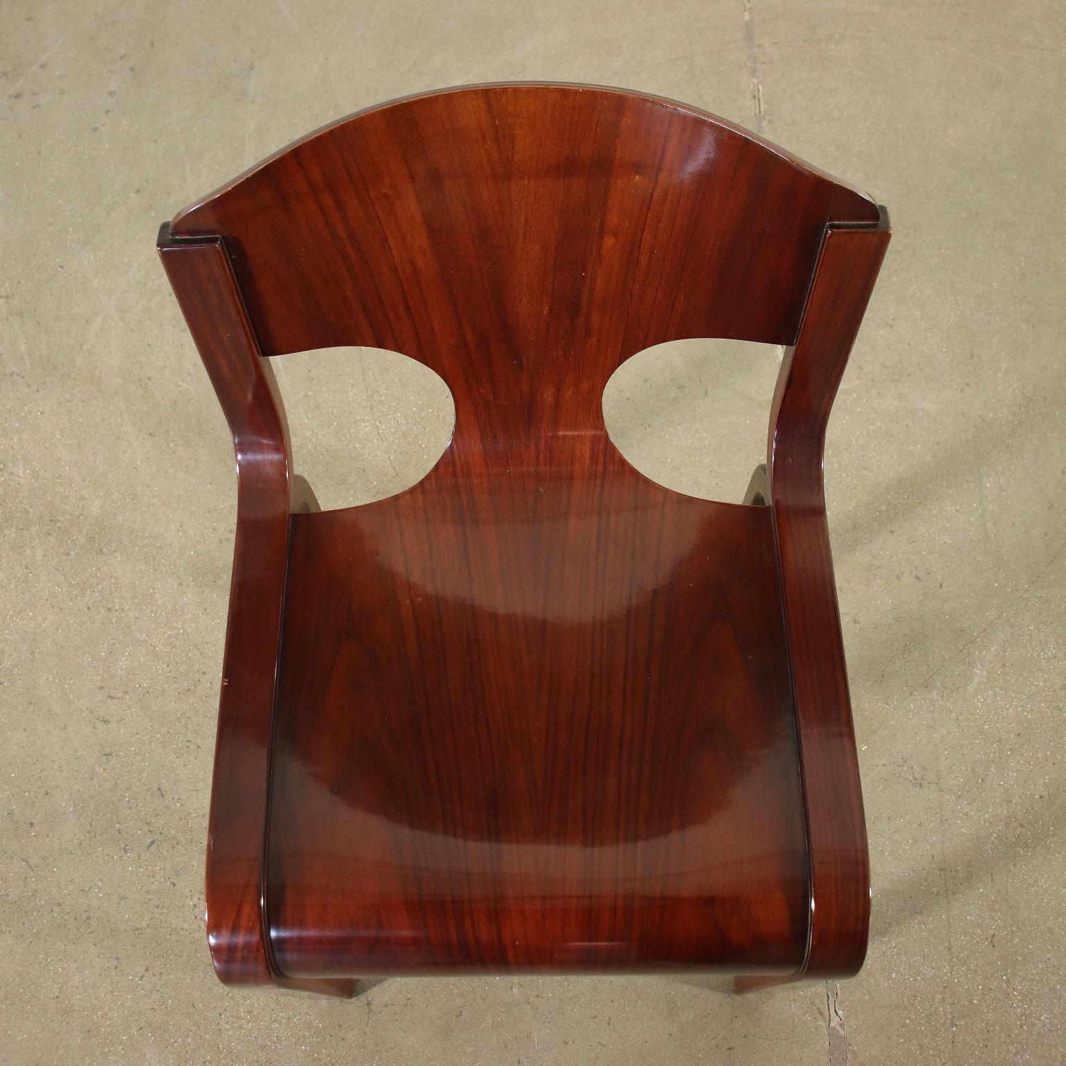 Group of Five Chairs Veneered Wood, Italy, 1980s 2