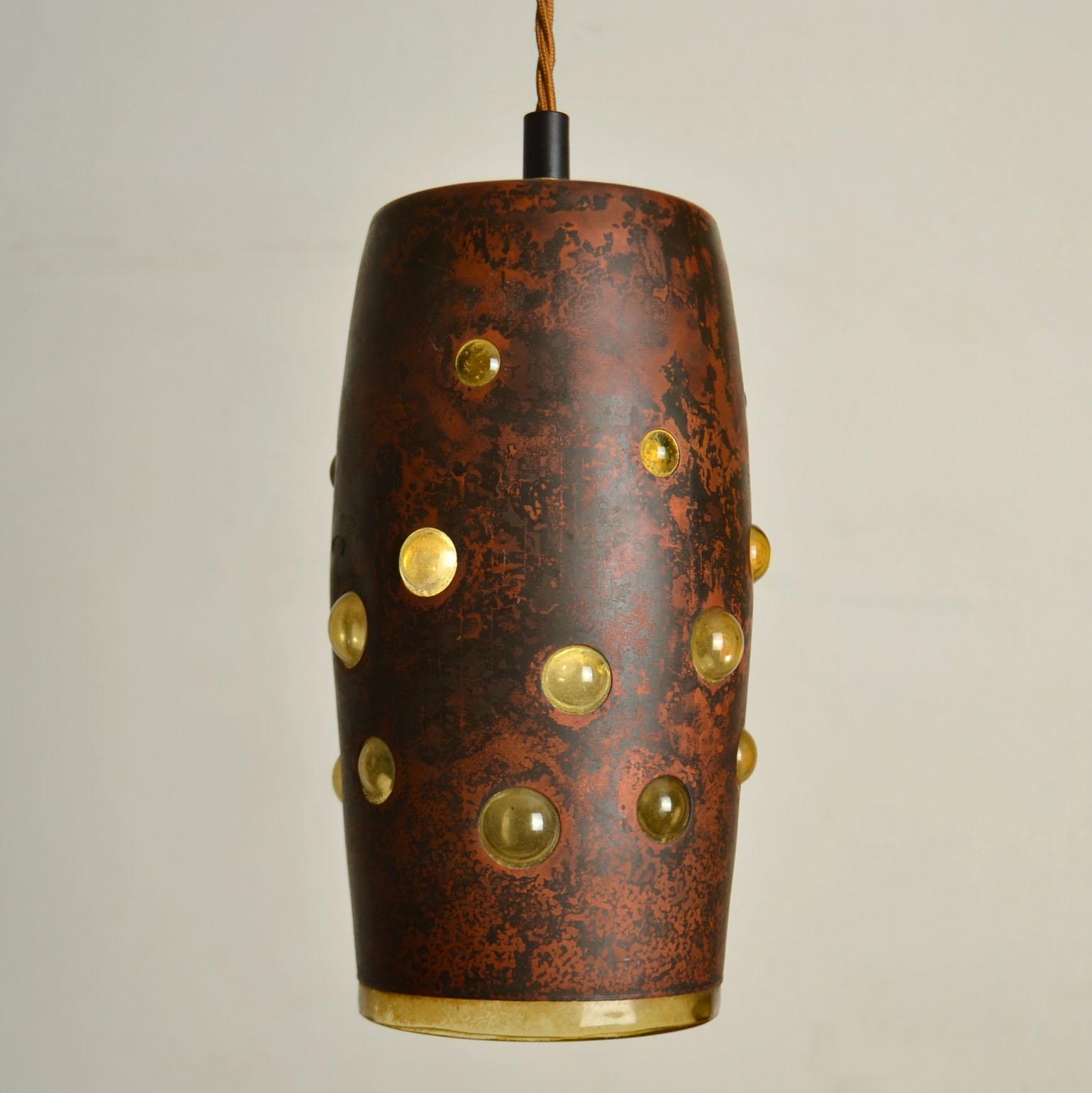 Group of Five Copper and Glass Pendant Lamps by Nanny Still for Raak 4